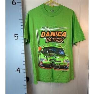 Danica Patrick Nascar T-Shirt Adult Large Neon Green Front / Back Graphic Print